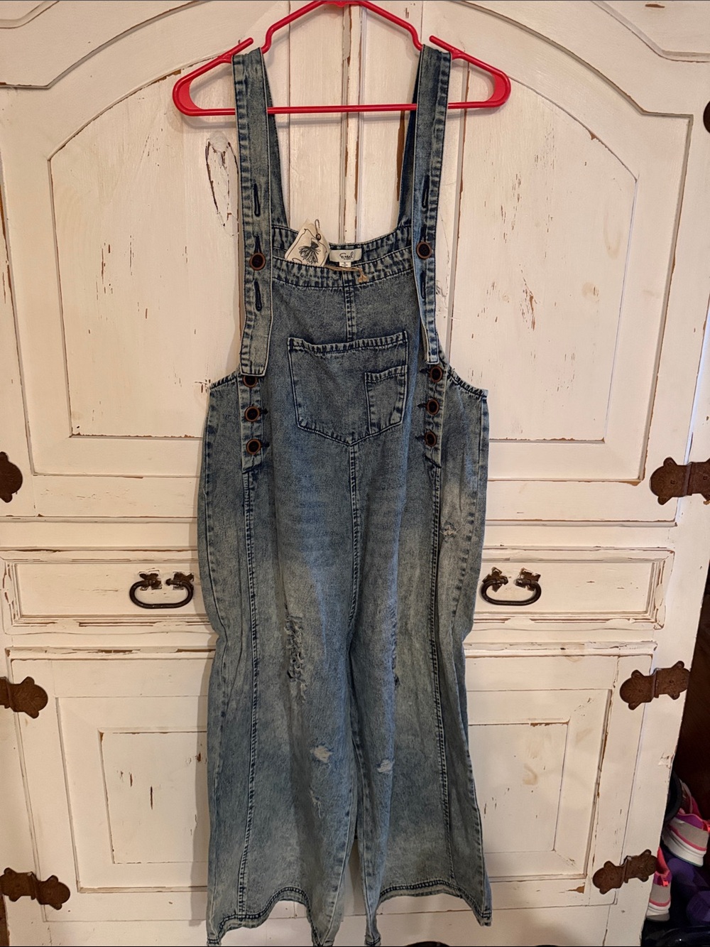 easel Light Blue Denim Overalls Jumpsuit